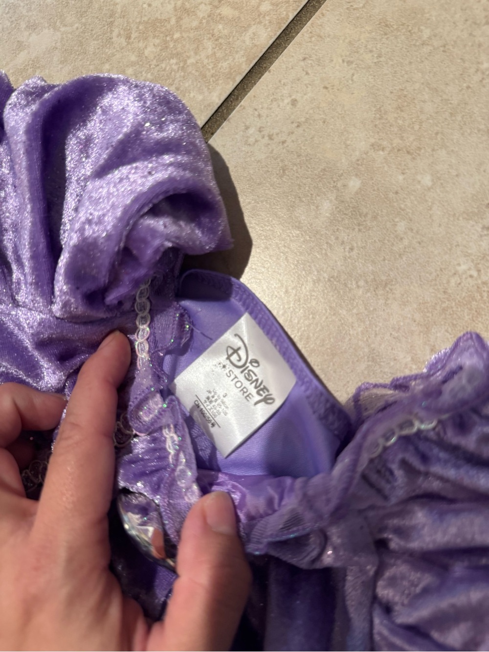 Disney Lavender Sparkle Dress with Puff Sleeves